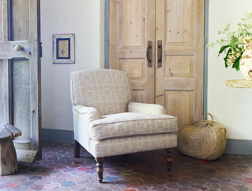 Lyndhurst Chair in RHS Collection Small Knot Garden Terracotta_tablet